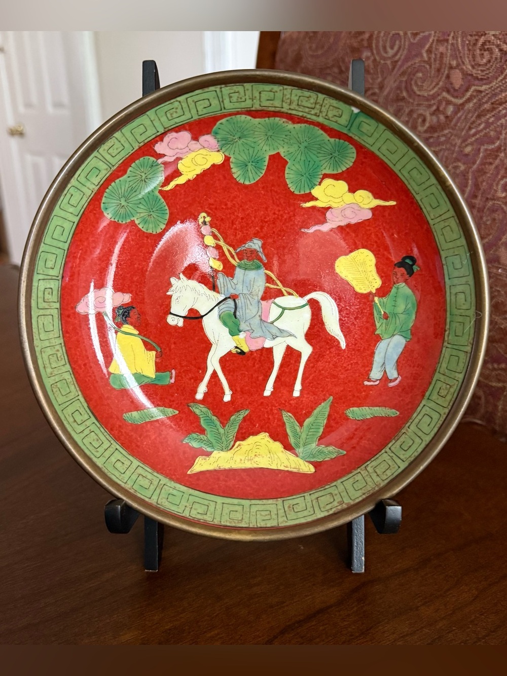 The Toscany Collection Japanese Porcelain Cinoiserie Style Brass Encased Bowl